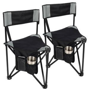 레드캠프 2팩 삼각대 캠핑 의자 접이식 경량, 휴대용 3족 등받이, 성인 낚시용 소형 골프 컴팩트, 블랙