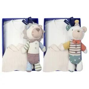 [갤러리아] (압소바출산,백일,아기우주복)배앙코튼모달우주복+사자,곰딸랑이세트(A11-10611SET)