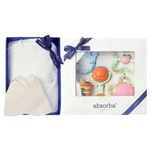 [갤러리아] (압소바출산,백일,아기우주복)배앙코튼모달우주복+5종딸랑이세트(A11-10611SET)