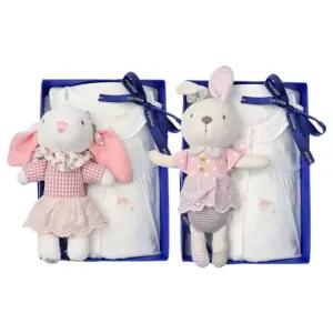 [갤러리아] (쌍둥이출산,백일,돌,아기내의세트)파미내의두벌+토끼딸랑이세트(A1A-10385SET)