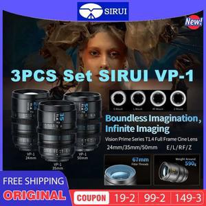 3PCS 세트 시루이 VP-1 비전 프라임 1 T1.4 시네 렌즈 24mm, 수동 초점 E/RF/Z/L 마운트 어댑터