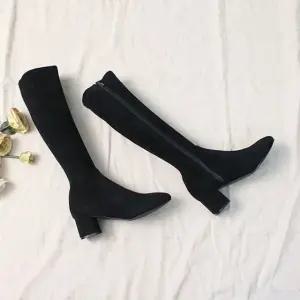 둥근코 스웨이드 통굽 미들굽 옆지퍼 여성 롱부츠 4f