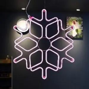 ( )LED 크리스마스 트리 전구 조명 눈꽃 네온플렉스 60Cm 무점멸 핑크 DC24V 트리구 장식