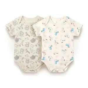 오가닉 신생아 여름 바디수트2종세트 모모 구름하트