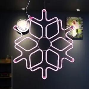 ( )LED 크리스마스 트리 전구 조명 눈꽃 네온플렉스 60Cm 무점멸 핑크 DC24V 트리구 장식