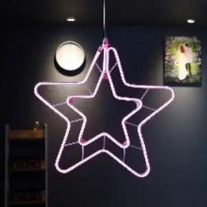 ( )LED 크리스마스 트리 전구 조명 이중별 네온플렉스 55Cm 무점멸 핑크 DC24V 트리구 장식