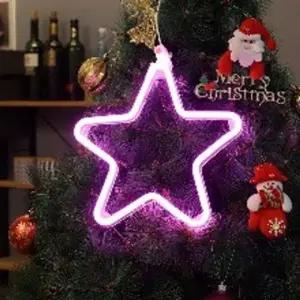 ( )LED 크리스마스 트리 전구 조명 별 네온플렉스 30Cm 무점멸 핑크 DC24V 트리구 장식