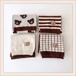 [앙상블] 아동 베어 자수 니트 머플러 목도리 스카프 키즈 유아 보온 방한