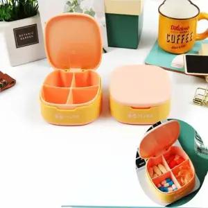 알약 옐로우 수납케이스 사각 1P 4칸 여행용 휴대용