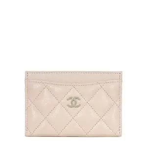 베이지 핑크 금장 클래식 캐비어 플랫 카드홀더 AP0213 B10583 U3654