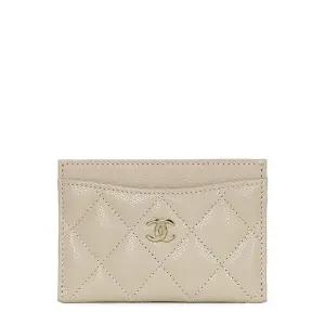 베이지 금장 클래식 캐비어 플랫 카드홀더 AP0213 B10583 NADOH