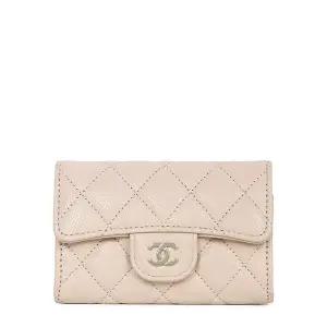 베이지 핑크 금장 캐비어 플랩 카드지갑 AP0214 B10583 U3654