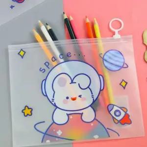 파우치 캐릭터 수납 반투명 손잡이 귀여운