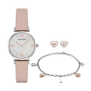 엠포리오 아르마니 지아니 쿼츠 자개 다이얼 여성 가죽시계 팔찌&&귀