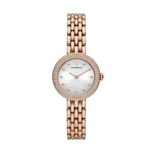 엠포리오 아르마니 크리스탈 실버 다이얼 쿼츠 여성 메탈시계 AR11508