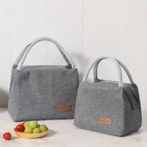 심플 무지 손잡이 런치백 도시락가방 보온보냉백