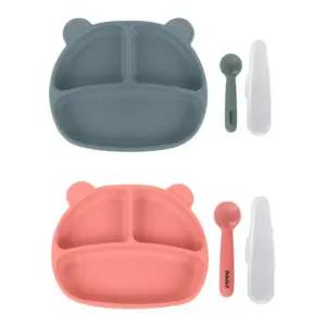 베베락 유아 토핑 이유식기 실리콘 흡착 식판 2개