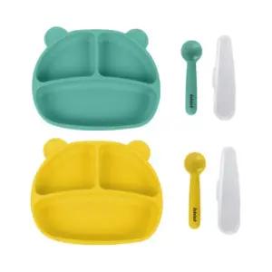 베베락 유아 이유식기 준비물 흡착 식판 자기주도 2개