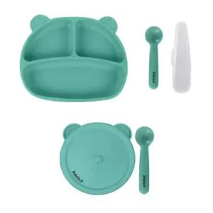 베베락 유아 이유식기 실리콘 흡착 식판 간식볼 준비
