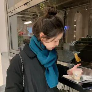 부드러운 쁘띠 니트 목도리 겨울 숏 짧은 미니 슬림 얇은 여자 남자 커플 머플러