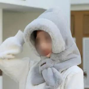 밍크털 일체형 후드목도리 겨울 방한 모자 목도리