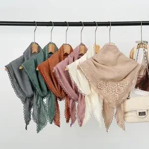 은창윈터 레이스 플라워 삼각 면 스카프 여성 봄 롱 스카프 머플러 목도리 가을 겨울 여자 머플러 목도리