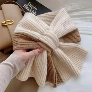 겨울 방한 여성 남여공용 투톤 니트 리본 워머 넥워머 목도리 gnj 목도리 넥워머 방한