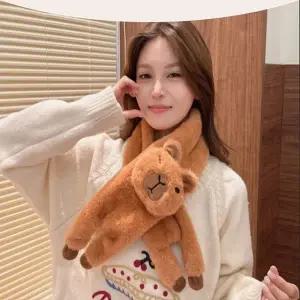 (색상 카피바라 머플러)사러왕귀여운 카파바라 목도리 겨울 에코퍼 머플러 페이크퍼 쁘띠목도리 밍크목도리