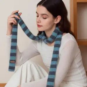 데일리 레이어드 스트라이프 목도리 페이크퍼 머플러 롱목도리 겨울목도리 사진잘나오는목도리 패션목도리