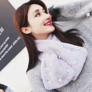 페이크퍼 쁘띠진주 목도리 겨울 목도리 털목도리 인조모피 목도리 따뜻한 목도리 페이크퍼 짧은목도리