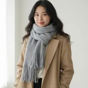 두아프링지 목도리 커플목도리 겨울머플러 니트목도리 겨울목도리 방한목도리 스키장 니트워머 숄 털목도리