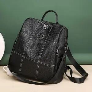 [룽스]블랙 가방 여자 사각 레더 레더백팩 백팩