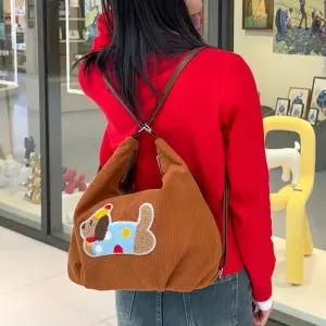 [룽스]강아지무늬백 골덴 백팩겸용 숄더백 9636