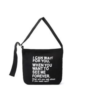 [라일리] Rly 캔버스 크로스백 영문 레터링 패브릭 가방 블랙