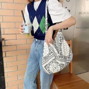 [라일리] Rly 크로스 버킷백 토드백 숄더 외줄페이즐리캔버스백