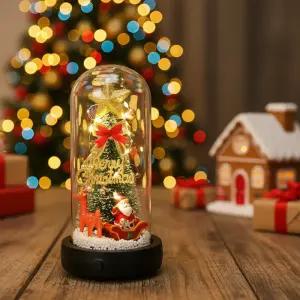 LED 유리돔 돔형 미니트리 크리스마스 트리 조명 탁상용 무드등 선물 장식