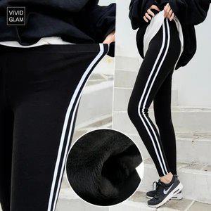 옆라인 융털 레깅스 / 국내생산 빅사이즈제작 F~4XL 겨울 융기모 트레이닝 밴딩바지