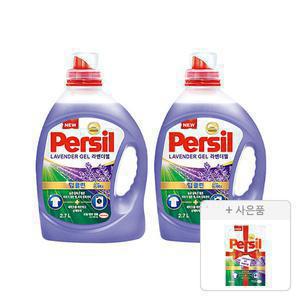 퍼실 라벤더 드럼/일반 겸용 2.7L, 2개 + 증정(파워젤 라벤더듀얼 파우치 300ml, 1개)