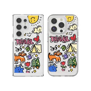 최신 귀여운 갤럭시 아이폰 케이스 투명 여행 테마 / 핸드폰케이스 S25 S24 S23 S22 1