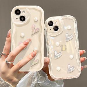 최신 귀여운 갤럭시 케이스 물결 입체 하트 / 핸드폰케이스 S25 S24 S23 A35 A25 A22