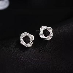 s925 실버 뫼비우스 꼬임 귀걸이 피어싱 큐빅 지르코니아