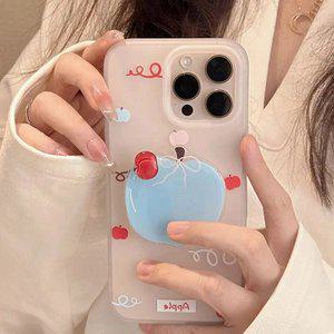 최신 귀여운 아이폰 케이스 하늘색 사과 스마트톡 / 핸드폰케이스 16E 15 14 13 프로