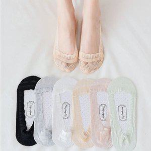 여성용 논슬립 미끄럼방지 덧신 레이스 양말 단화 구두 페이크삭스 봄 여름 가을 패션