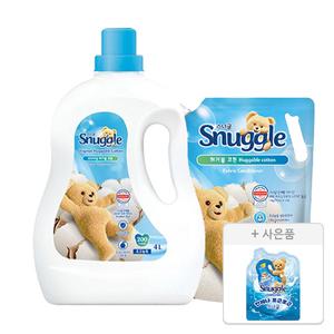 스너글 초고농축 섬유유연제 허거블코튼 4L, 1개 + 리필 2.6L, 1개 + 증정 (섬유유연제