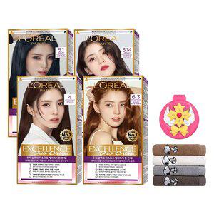 로레알파리 엑셀랑스 듀오 크림 염모제 4개 + 스누피 타올 3장(색상 랜덤) + 네티 빗