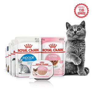 로얄캐닌 고양이사료 습식 캔 파우치 85g 키튼 인스팅티브 마더앤베이비 인도어 유리