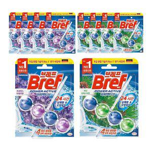 브레프 파워액티브 걸이형 변기세정제, 파인, 5개 + 라벤더, 5개