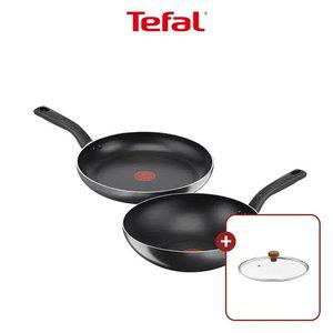 [테팔] 쿡이지 프라이팬 2종(팬28+웍28) +우드뚜껑28