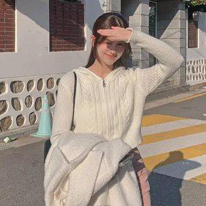 [모어렌] [MADE] 벨리즈 꽈배기 후드 집업 니트[tcd0389]