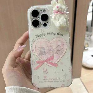 최신 귀여운 아이폰 케이스 리본 토끼 인형 장식 / 핸드폰케이스 아이폰17 16 15 14 프